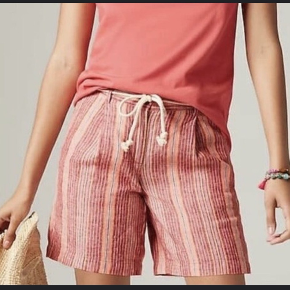 J. Jill Linen Striped Shorts with Rope Belt